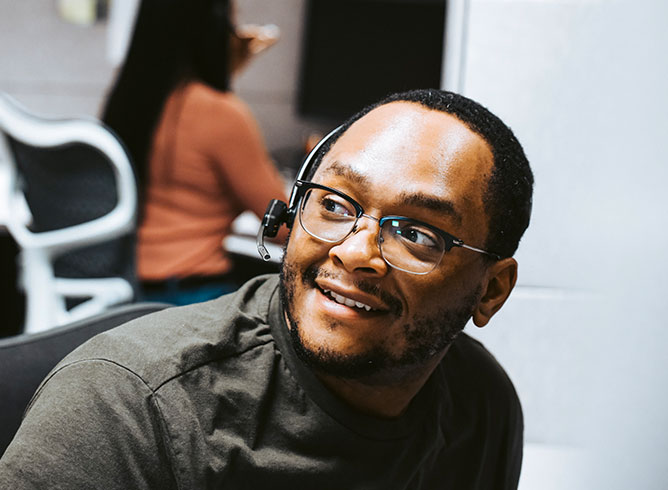 Customer Service Colleague Wearing Headset
